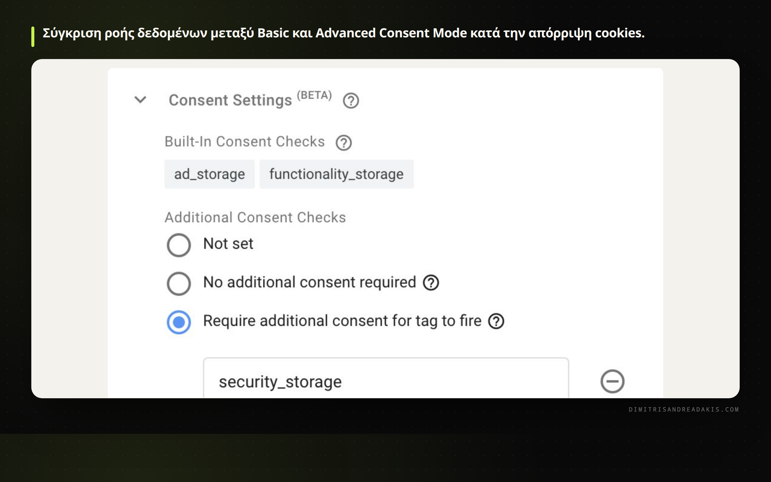 Διάγραμμα σύγκρισης που δείχνει πώς το Advanced Consent Mode ανακτά δεδομένα μέσω cookieless pings σε αντίθεση με το Basic Mode.
